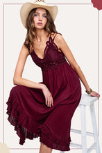 Load image into Gallery viewer, crochet lace top dress. Bralette dresses long. High-low dresses for Summer and Fall. Best selection of dresses in Abbotsford. Dress shop near Langley. Dress store close to Surrey. Dresses near Chilliwack BC. 
