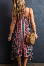 Load image into Gallery viewer, Pink/Blue Floral Bohemian Style Patchwork Sundress. Perfect for Hot Weather, Has an Uneven Hemline for a Fun Flare.
