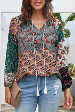 Load image into Gallery viewer, Multicolor Floral Print Peasant Blouse
