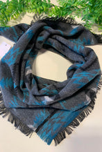 Load image into Gallery viewer, Blue/Grey/White Design Aztec Scarf
