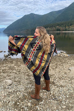 Load image into Gallery viewer, The best selection of Aztec print wool scarves in Abbotsford BC is at Sunlaced Apparel. Located at Highstreet Shopping Centre we have beautiful local handmade wool scarves for gifts, Available in three sizes from $50-$135 each. 

