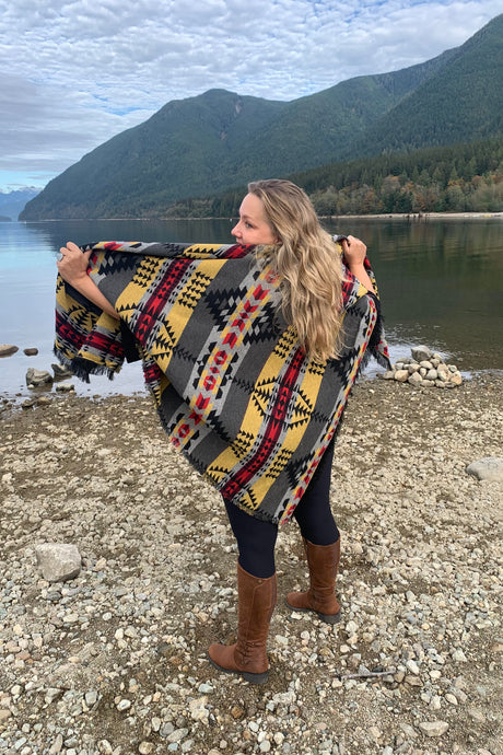 The best selection of Aztec print wool scarves in Abbotsford BC is at Sunlaced Apparel. Located at Highstreet Shopping Centre we have beautiful local handmade wool scarves for gifts, Available in three sizes from $50-$135 each. 
