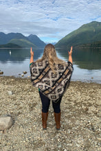 Load image into Gallery viewer, Best softness and quality Blanket scarves in Canada. Sustainable fashion retailer Sunlaced Apparel has blanket scarves with Aztec prints in wool blend fabrics.
